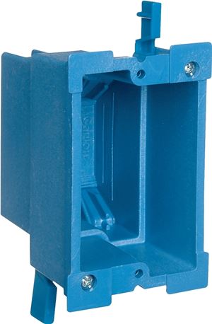Carlon BH118R Outlet Box, 1 -Gang, PVC, Blue, Clamp Mounting