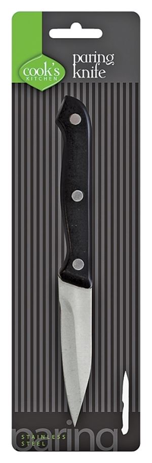 Cook's Kitchen 8237 Paring Knife, Stainless Steel Blade, Plastic Handle, Black Handle, Serrated Blade