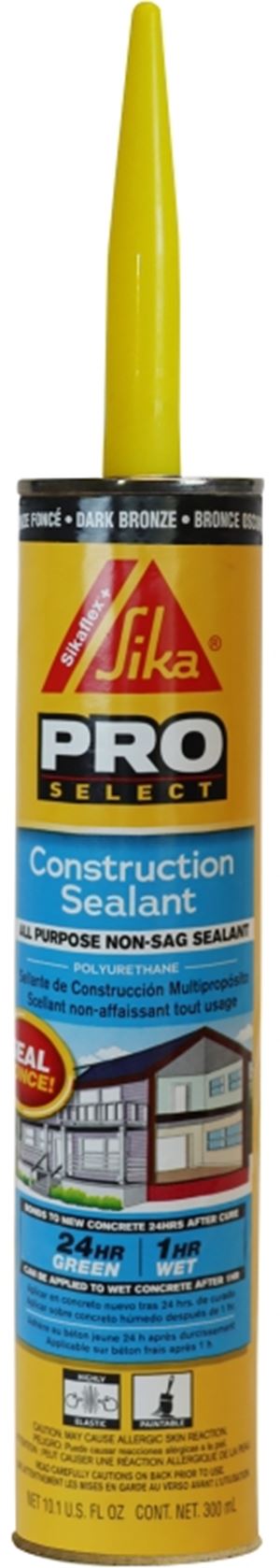 SIKA SIKAFLEX PRO SELECT Series 515310 Construction Sealant, Dark Bronze, 7 Days Curing, 40 to 100 deg F, 10.1 oz, Pack of 12