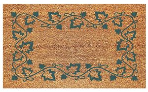 DeCoir 77FLIBG627 Non-Slip Door Mat, 16 in L, 27 in W, Ivy Border Pattern, Green/Tan