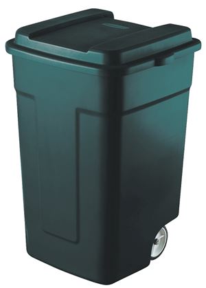 Rubbermaid FG285100EGRN Trash Can, 50 gal Capacity, Plastic, Green, Snap-Fit Lid Closure, Pack of 4
