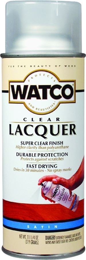 Watco 63281 Lacquer Spray Paint, Liquid, Clear, 11.25 oz, Aerosol Can