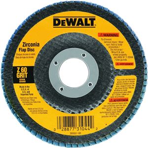 DEWALT DW8310 Flap Disc, 4-1/2 in Dia, 7/8 in Arbor, Coated, 120 Grit, Fine, Zirconia Abrasive, Fiberglass Backing