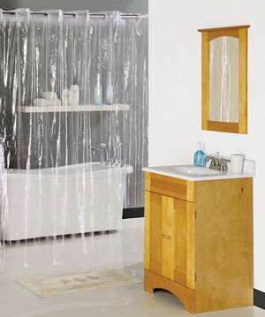 Simple Spaces XG-02-CL Hookless Shower Curtain, Vinyl