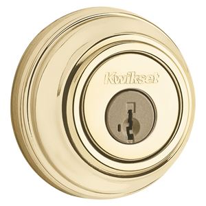 Kwikset 99850-071 Deadbolt, 1 Grade, Metal, Polished Brass, 2-3/8, 2-3/4 in Backset, KW1, K4 Keyway