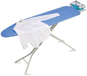 Honey-Can-Do BRD-09486 Ironing Board with Retractable Iron Rest, Cotton/Foam/Plastic Board, Blue Board, Adjustable Board