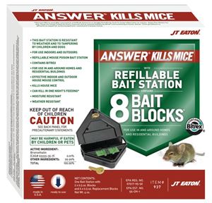 J.T. Eaton 937 Mouse Killer with Reusable Bait Station, 1 oz Bait, Green
