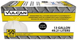 Vulcan FG-O3812-04 Kitchen Trash Bag, 13 gal, White