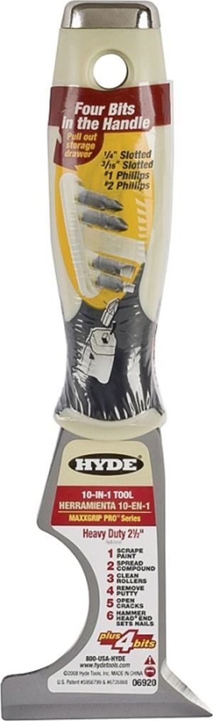 Hyde 06920 Multi-Tool, 2-1/2 in W Blade, 1-Edge Blade, HCS Blade, Polypropylene Handle, Soft Grip Handle, 8-1/8 in OAL