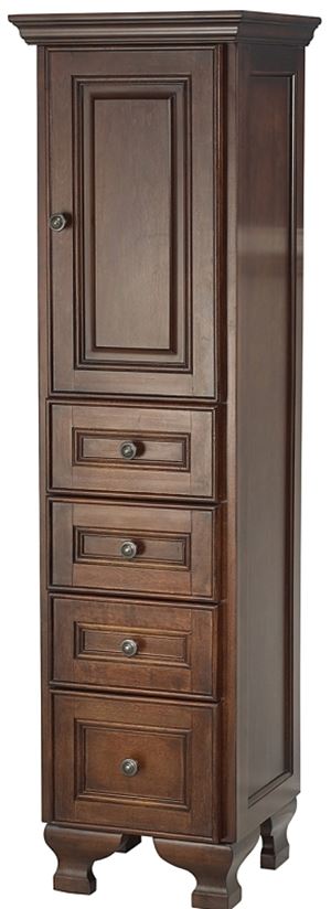 Foremost HANT1556 Floor Cabinet, 1-Door, 1-Shelf, 4-Drawer, Linen/Wood, Dark Walnut