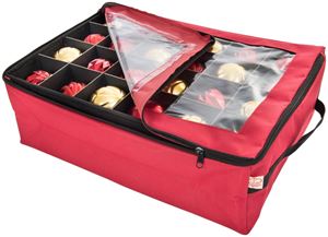 Treekeeper SB-10188 2-Tray Ornament Bag, L, 48 Ornaments Capacity, Polyester, Red, Zipper Closure, 20 in L, Pack of 12