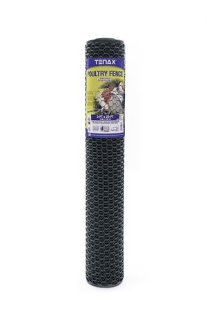 Tenax 090786 Poultry Fence, 25 ft L, 3 ft W, Hexagonal Mesh, 3/4 x 3/4 in Mesh, Plastic, Green