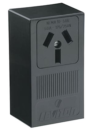 Leviton B01-05050-000 Electrical Receptacle, 3 -Pole, 125/250 V, 50 A, NEMA: NEMA 10-50R, Black