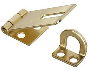 National Hardware V30 Series N102-053 Safety Hasp, 1-3/4 in L, 3/4 in W, Steel, Brass, 0.34 in Dia Shackle