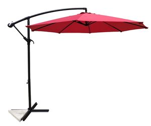 Seasonal Trends UMSC10BKOBD-03 Umbrella and Stand, 98.4 in OAH, 10 ft W Canopy, 10 ft L Canopy, Round Canopy, Red Fabric