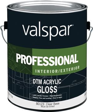 Valspar 045.0080123.007 DTM Acrylic Enamel Paint, Gloss Sheen, Clear, 1 gal, Pail, 300 to 400 sq-ft/gal Coverage Area, Pack of 4