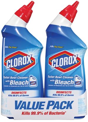 Clorox 00273 Toilet Bowl Cleaner, 24 oz, Liquid, Bleach, Crisp, Floral, Clear/Pale Green, Pack of 6