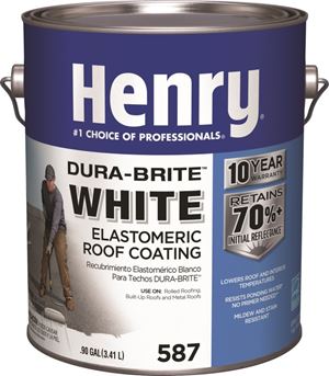 Henry HE587042 Elastomeric Roof Coating, White, 0.9 gal Pail, Cream, Pack of 4