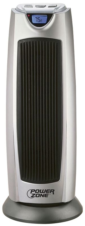 PowerZone KPT-2000BN Ceramic Tower Heater, 12.5 A, 120 V, 750/1500 W, 2-Heat Setting, Grey