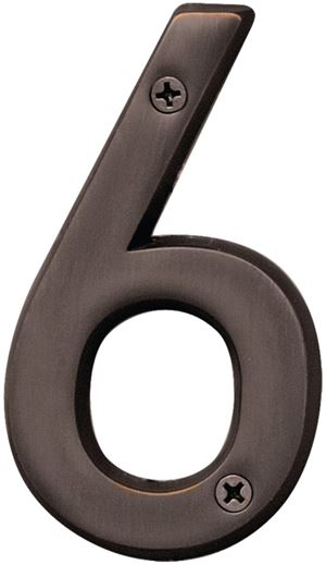 Hy-Ko Prestige Series BR-42OWB/6 House Number, Character: 6, 4 in H Character, Bronze Character, Brass, Pack of 3