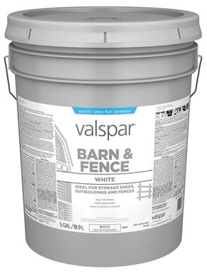 Valspar 018.3125-70.008 Barn and Fence Paint, White, 5 gal Pail