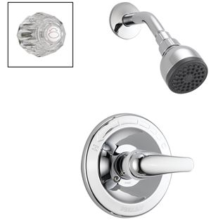 Peerless P188710 Shower Faucet, 1.75 gpm, Brass, Chrome Plated, Lever Handle, 1-Handle