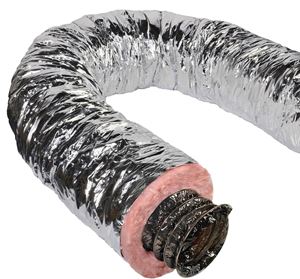 Master Flow F8IFD4X300 Insulated Flexible Duct, 4 in, 25 ft L, Fiberglass, Silver