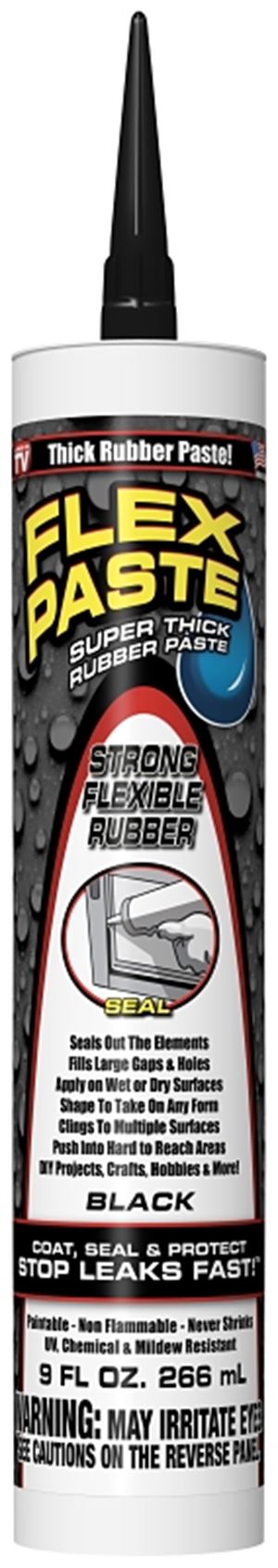 Flex Paste PFSBLKR10 Rubberized Adhesive, Black, 9 oz, Cartridge