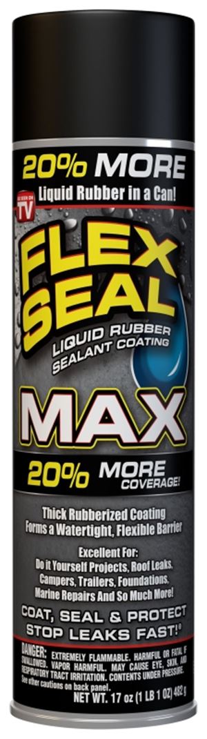 Flex Seal FSMAXBLK24 Rubberized Spray Coating, Black, 17 oz, Can