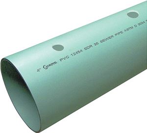 JM Eagle SDR Series 77743 Pipe, 4 in, 10 ft L, Solvent Weld, PVC, Green
