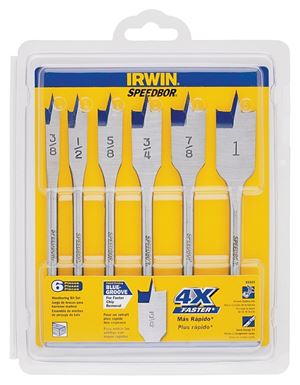 Irwin 88886 Spade Bit Set, Standard, 6-Piece, HSS