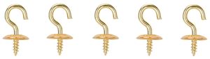 ProSource LR-381-PS Cup Hook, 3/16 in Opening, 2.5 mm Thread, 3/4 in L, Brass, Brass