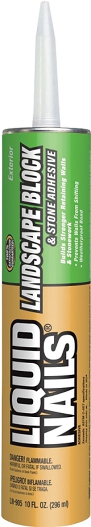 Liquid Nails LN-905 Landscape Block Adhesive, Paste, Mild Latex, White, 10 oz Cartridge, Pack of 12