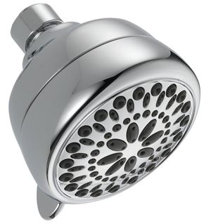 Delta 75763C Shower Head, Round, 1.75 gpm, 1/2 in Connection, IPS, 7-Spray Function, ABS, Chrome, 3-3/8 in Dia