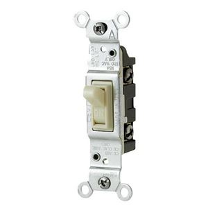 Leviton 1451-ICP Switch, 15 A, 120 V, Push-In Terminal, Thermoplastic Housing Material, Ivory