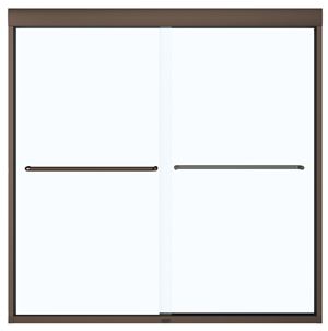 Maax Aura 135661-900-172 Bathtub Door, Semi Frame, Clear Glass, Bypass/Sliding Door, 1/4 in Glass