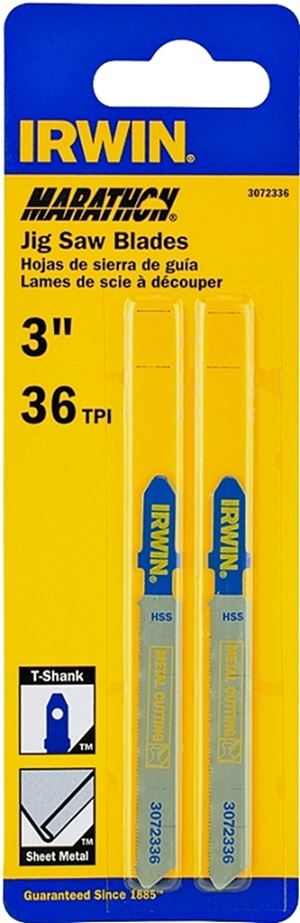 Irwin 3072336 Jig Saw Blade, 3 in L, 36 TPI