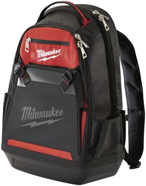 Milwaukee 48-22-8200 Jobsite Backpack, 9 in W, 24.4 in D, 15.4 in H, 35-Pocket, Nylon, Black/Red