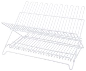 Simple Spaces JI-22W-3L Dish Rack, 20 lb, 18-1/4 in L, 12-3/4 in W, 11 in H, Steel, White, White PE Coated