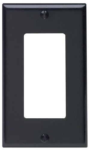 Leviton 80401-E Wallplate, 4-1/2 in L, 2-3/4 in W, 1-Gang, Thermoset Plastic, Black, Smooth