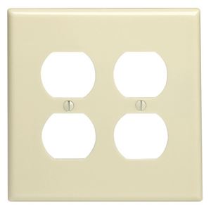 Leviton 86116 Receptacle Wallplate, 5-1/4 in L, 5.31 in W, Oversized, 2 -Gang, Plastic, Ivory, Surface Mounting