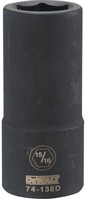 DEWALT DWMT74138OSP Impact Socket, 15/16 in Socket, 3/4 in Drive, 6-Point, CR-440 Steel, Black Oxide