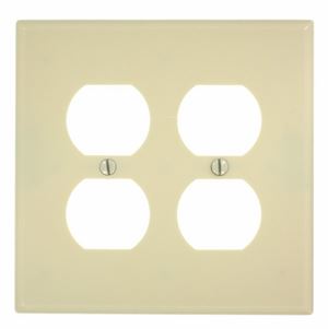 Leviton 80516-I Receptacle Wallplate, 4-7/8 in L, 4.94 in W, Midway, 2 -Gang, Plastic, Ivory, Surface Mounting