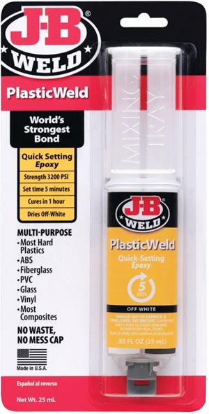 J-B Weld 50132 Epoxy Adhesive, Off-White, Liquid, 25 mL, Syringe