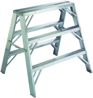 WERNER TW373-30 Work Step Ladder, 7 ft Max Reach H, 3-Step, 300 lb, Type IA Duty Rating, 3 in D Step, Aluminum