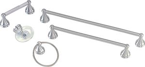 Boston Harbor L5000-BN Bath Accessory Set, Brushed Nickel, Brushed Nickel, 5-Piece, For: Bathroom