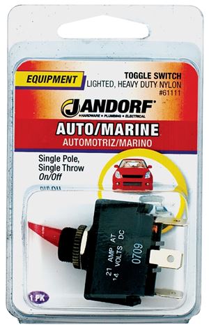 Jandorf 61111 Switch, 21 A, 14 VDC, SPST, Tab Terminal, Nylon Housing Material, Red