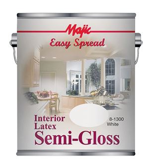 Majic Paints 8-1300-1 Interior Paint, Semi-Gloss Sheen, White, 1 gal, Can, 300 sq-ft Coverage Area, Pack of 4