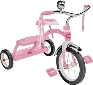 Radio Flyer 33P Dual Deck Tricycle, Pink, 2-1/2 to 5 years, Steel Frame, 12 x 1-1/4 in Front Wheel