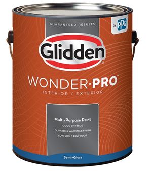 Glidden Wonder-Pro GLWP32WB/01 Interior/Exterior Paint, Semi-Gloss Sheen, Pastel Base/White, 1 gal, Pack of 4